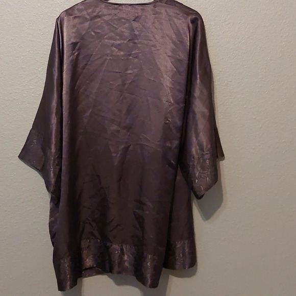 Vintage 90s Y2K Victoria's secret Gold label Metallic Gray Satin Robe O/S - Picture 4 of 8
